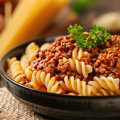 Delicie-se com o nosso Fussile à Bolonhesa, uma massa de sêmola com ovos, cuidadosamente preparada para proporcionar uma textura única. Este prato traz a suculência da carne moída, enriquecida pelo sabor autêntico do tomate fresco. O aroma delicioso é obtido através da combinação perfeita de alho e cebola, enquanto o toque final é dado pelas especiarias de orégano e manjericão. Uma verdadeira explosão de sabores para agradar os paladares mais exigentes.