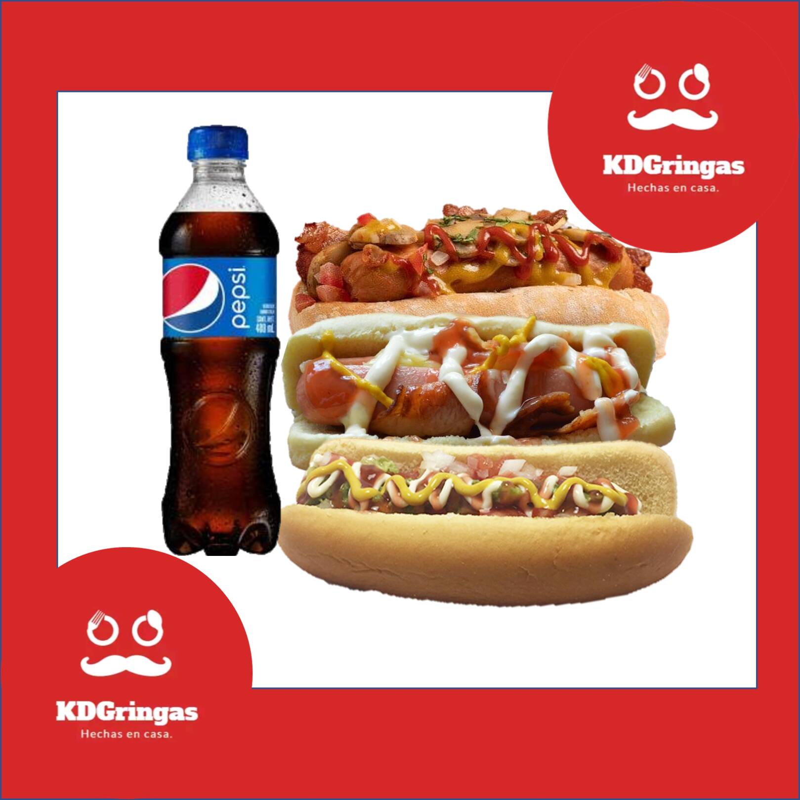 Combo-Trio KD 3 Hot Dog y Refresco 355ml