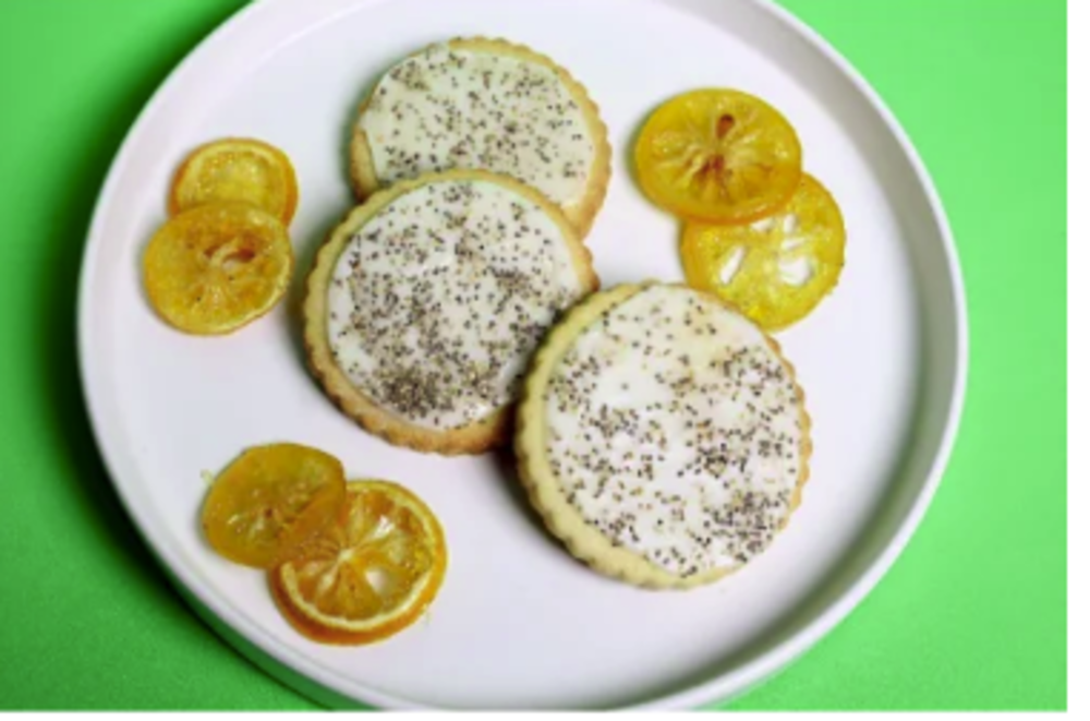 Galleta glaseada de limón con chía