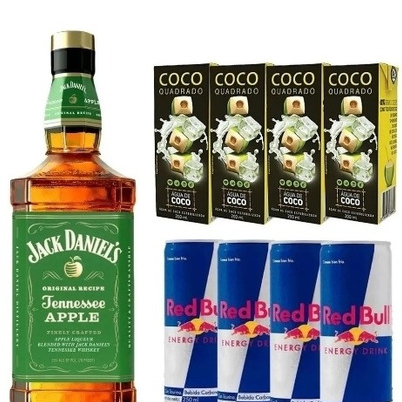 combo jack maçã verde com 4 redbull 4 gelos