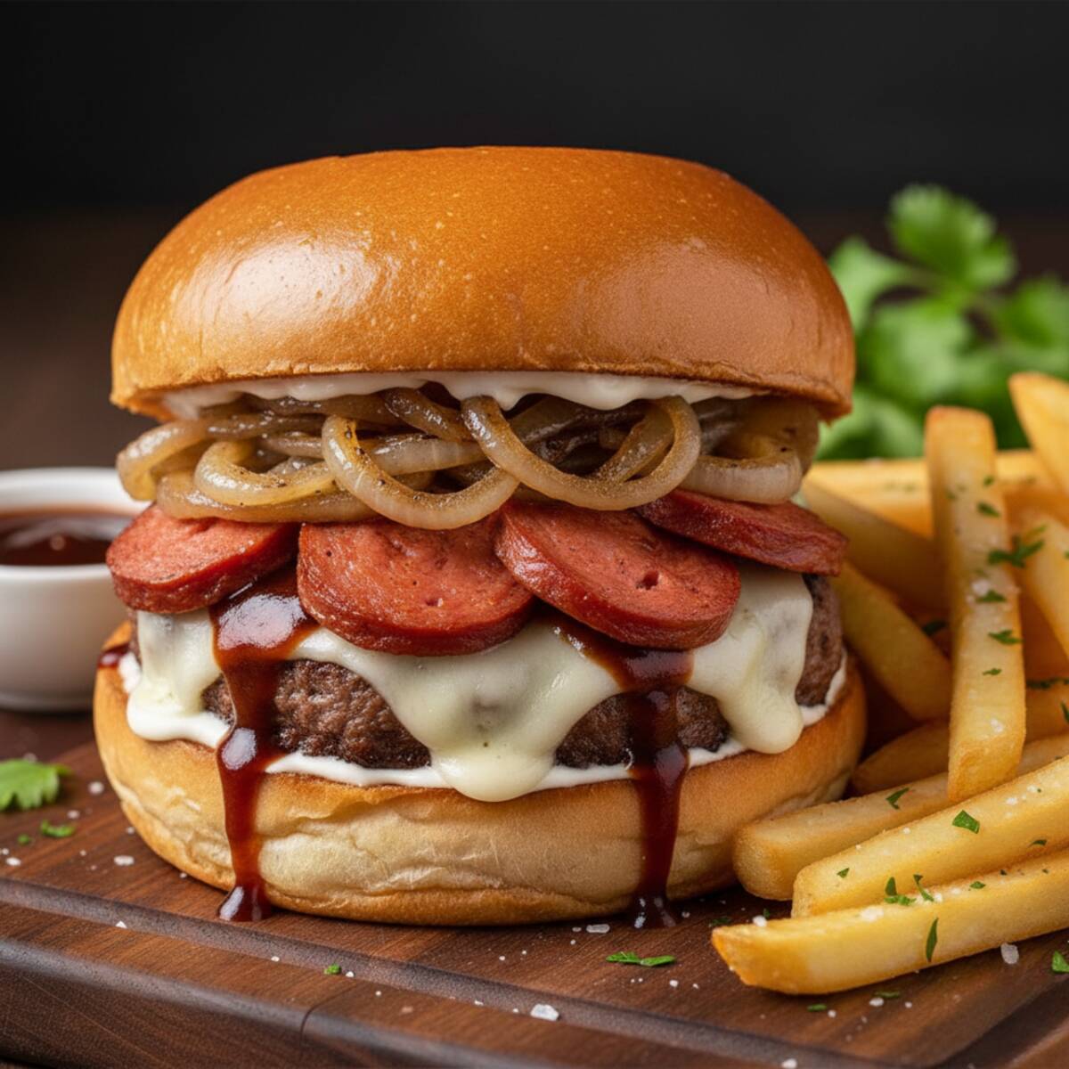 Hamb. Arrachera + Chorizo Argentino (c/Papas)