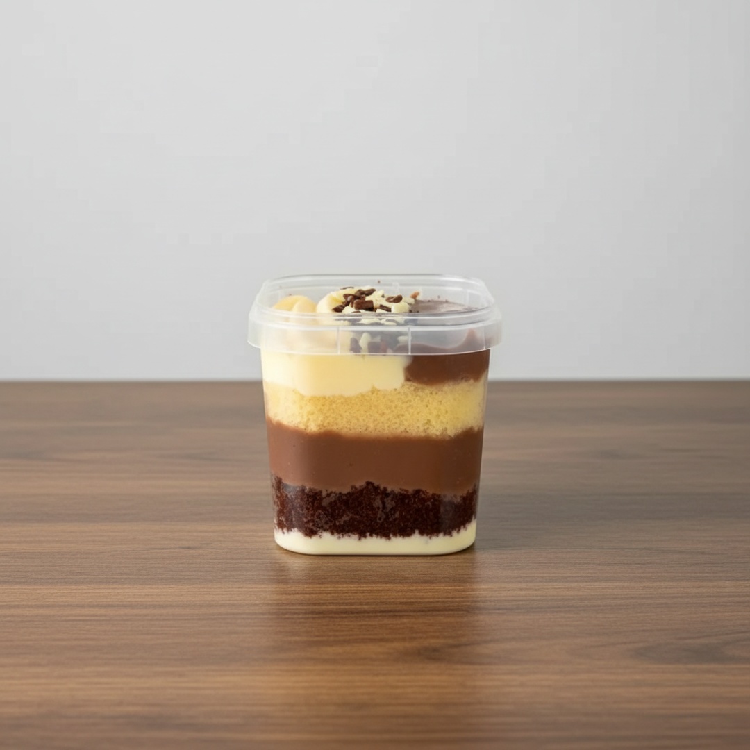 Massa de chocolate 100% cacau, brigadeiro de chocolate ao leite, brigadeiro branco cremoso e massa de baunilha, finalizado com chocoball.
Aprox.280g