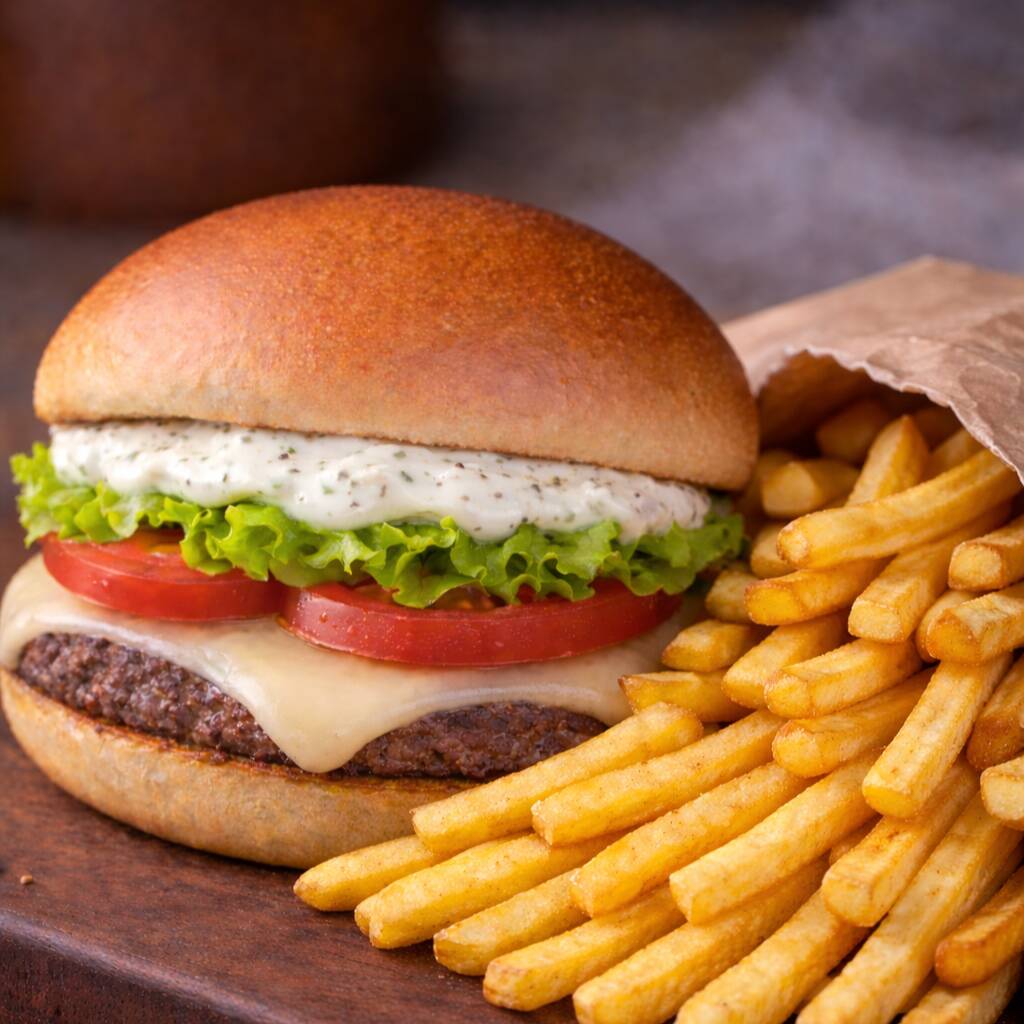 1 burger da sua escolha + batata frita 150g