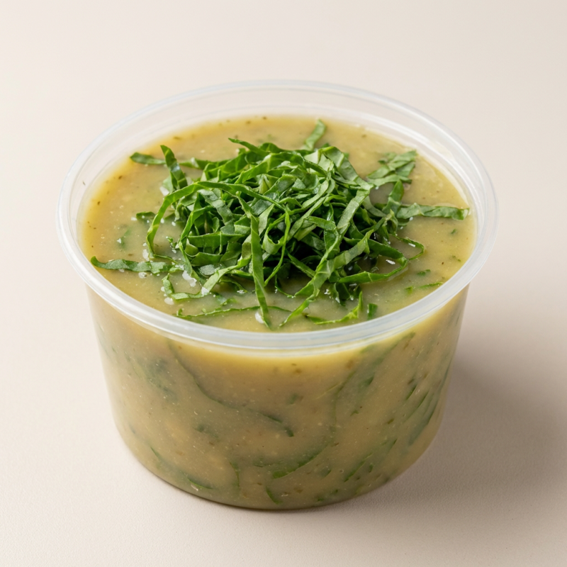 Descubra o encanto do nosso Caldo Verde, apresentado em uma porção generosa de 500ml! Esta sopa clássica, pertencente à categoria Sopas e Caldos, promete deliciar o seu paladar. Cada colherada oferece um casamento perfeito de sabores, que vai desde o sabor suave e terroso das batatas até a textura sedosa do caldo. O toque final de couve picada finamente adiciona uma camada extra de sabor e cor. Nós garantimos que você vai se apaixonar por esta refeição reconfortante e nutritiva. Peça já o seu!