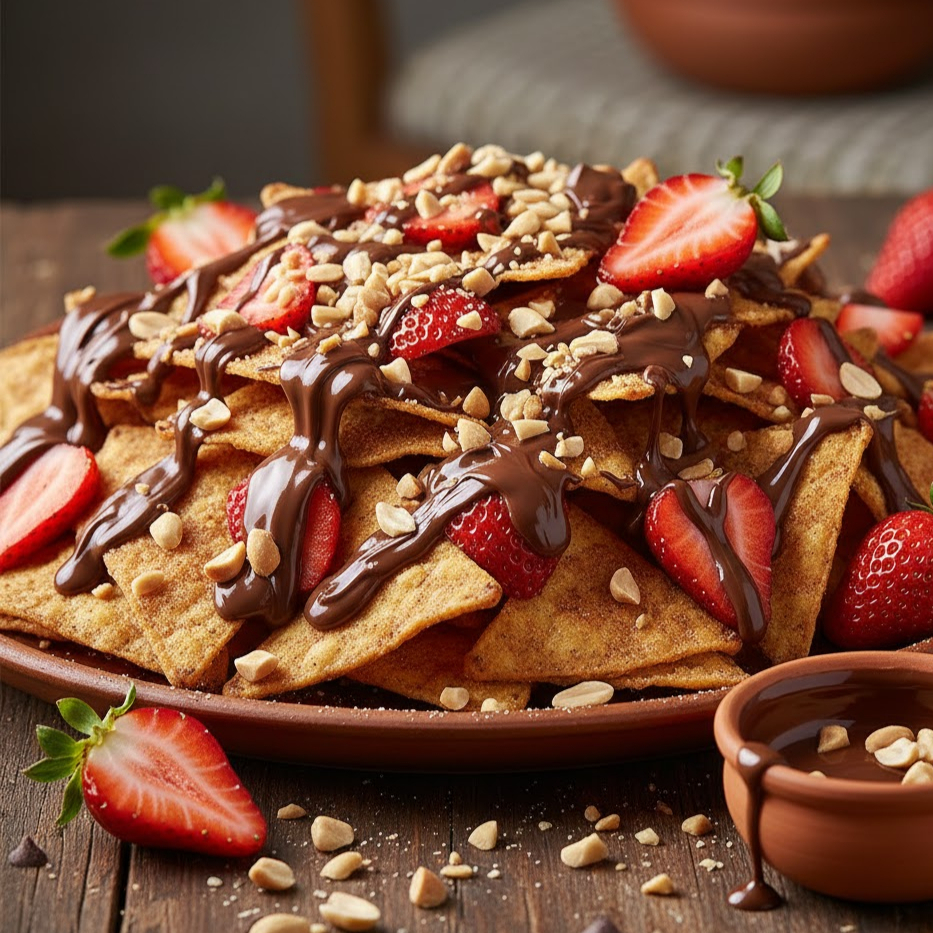 Chocolate ao leite, morango e amendoim