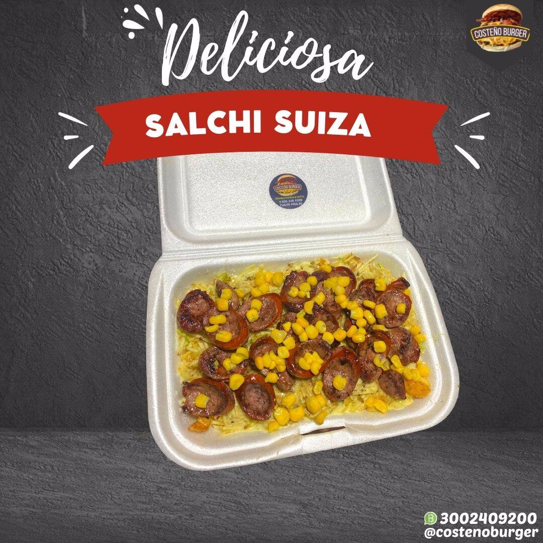 SALCHI SUIZA ESPECIAL + MAIZ