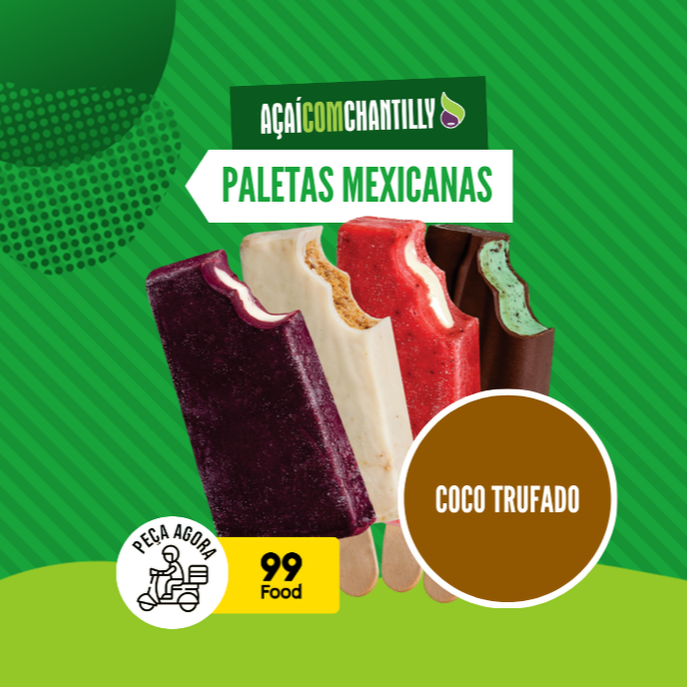 Deliciosa paleta mexicana de coco recheada com chocolate !
