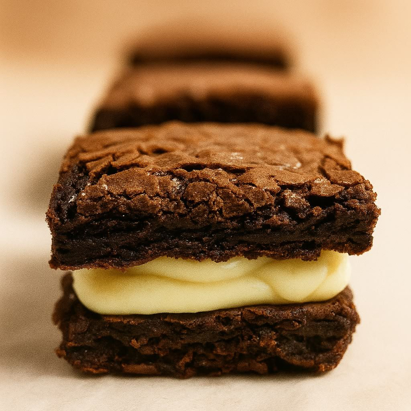 brownie com uma camada de creme de ninho, uma combinação perfeita