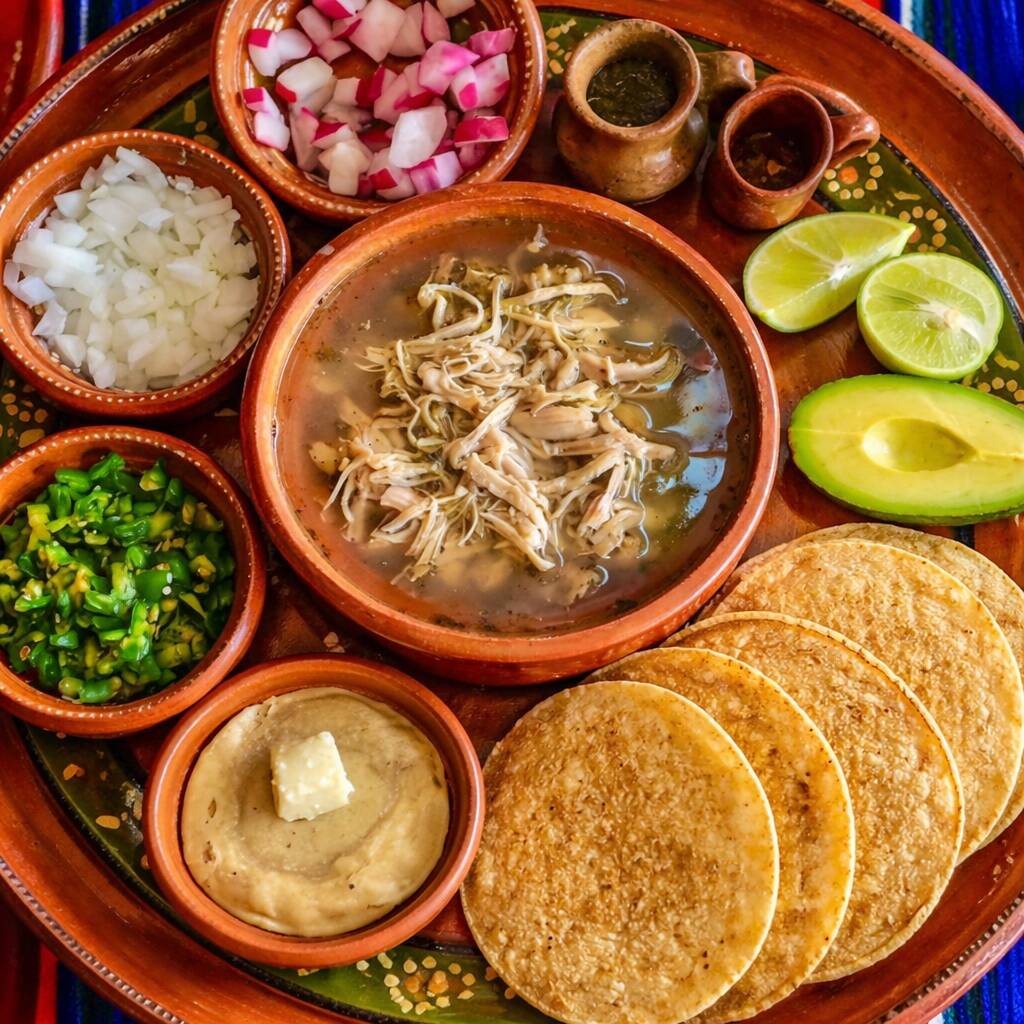 Pozole Blanco de Pollo 1 Litro + Botana