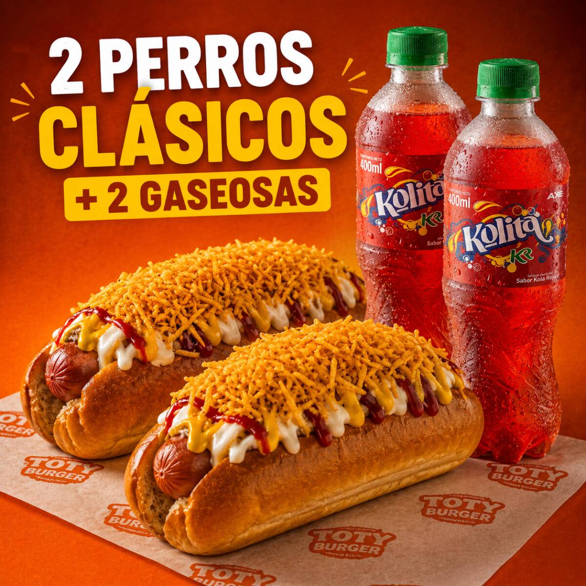 Promo 2 Perros Clásicos + 2 Gaseosas