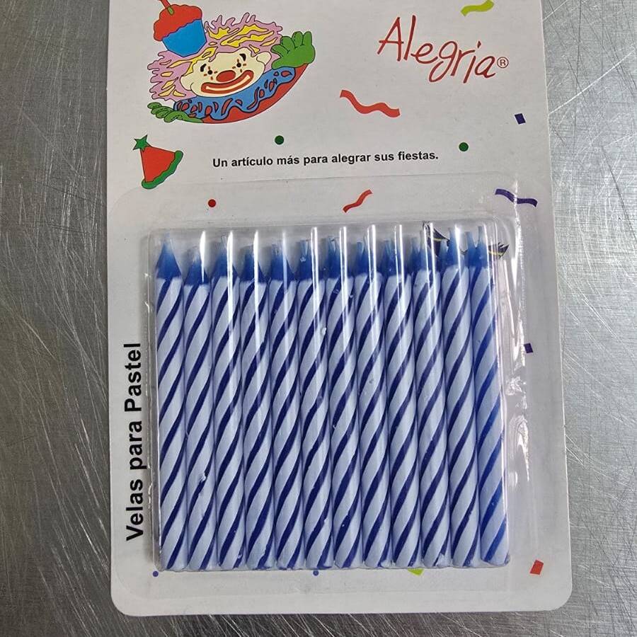 Velas para pastel Basicas Azul 24 Piezas