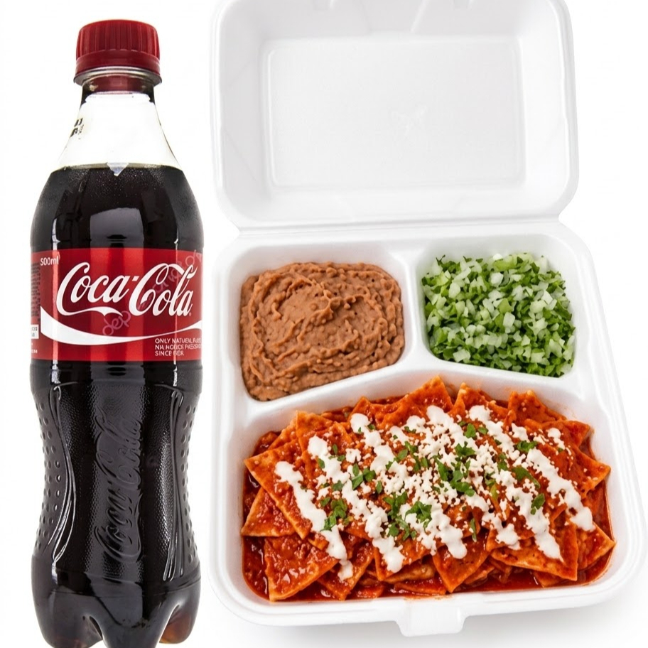 Combo Soda mas Chilaquiles Rojos Sencillos