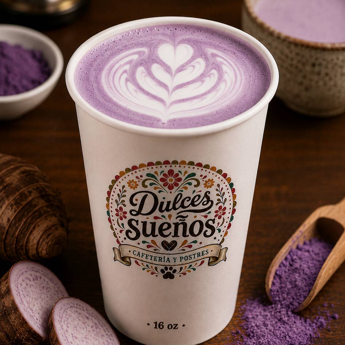 Taro latte 16 oz