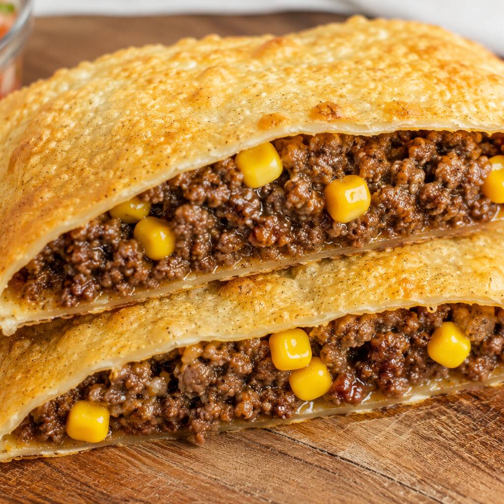 Carne moída bem temperada e suculenta, combinada com Catupiry cremoso e milho verde. Uma mistura irresistível de sabor e cremosidade, envolvida em uma massa sequinha, crocante e douradinha. Um recheio caprichado que dá vontade de pedir outro! 🤤