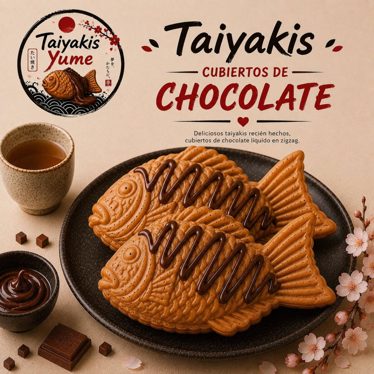 Taiyakis Cubiertos de Chocolate
