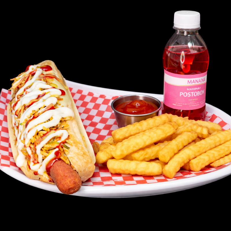 Perro Sencillo + Papas + Gaseosa