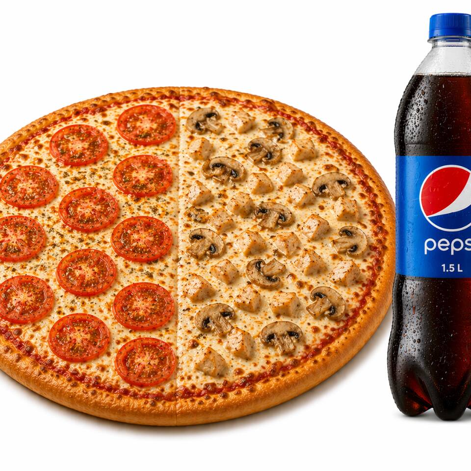 Combo Pizza 40x40 Miti Napo/ Pollo Champ + Gas 1.5