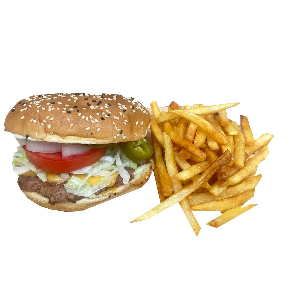 HAMBURGUESA CON PAPAS