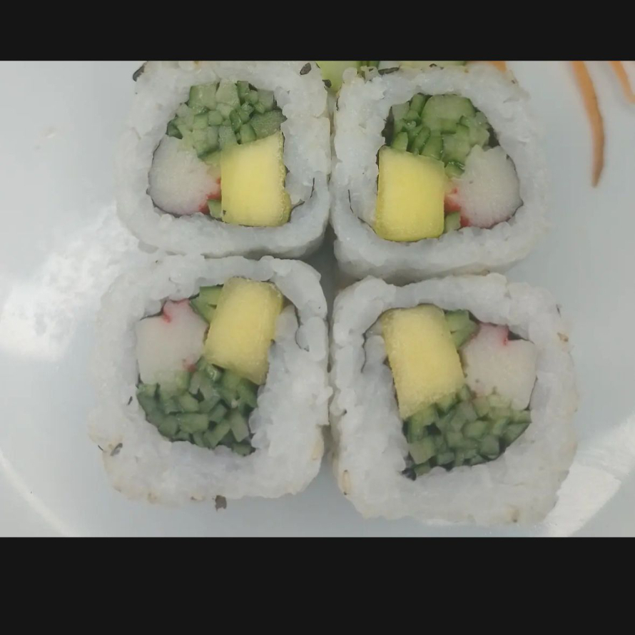 8 unidades - Arroz, Nori, Pepino, Kani e Manga