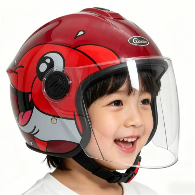 Casco para Niños Rojo 3 a 12 Años con Mica