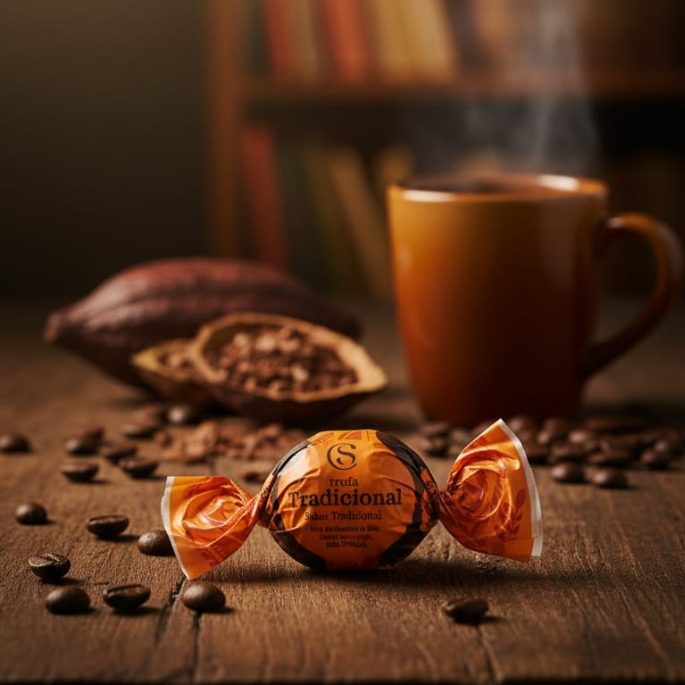Trufa de chocolate ao leite tradicional.