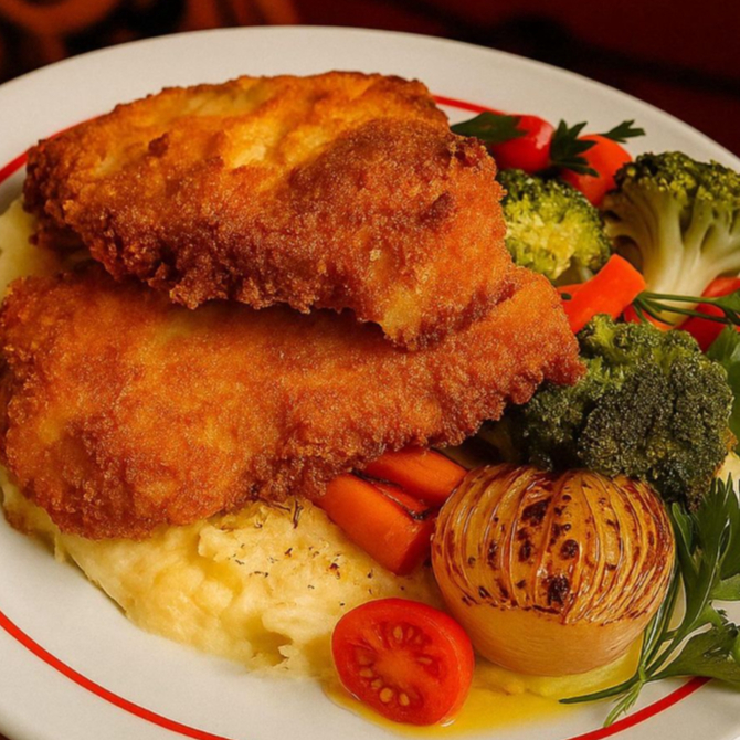 - Pure de batata e legumes.