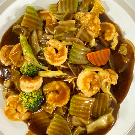 Chop Suey con Camarón en Salsa