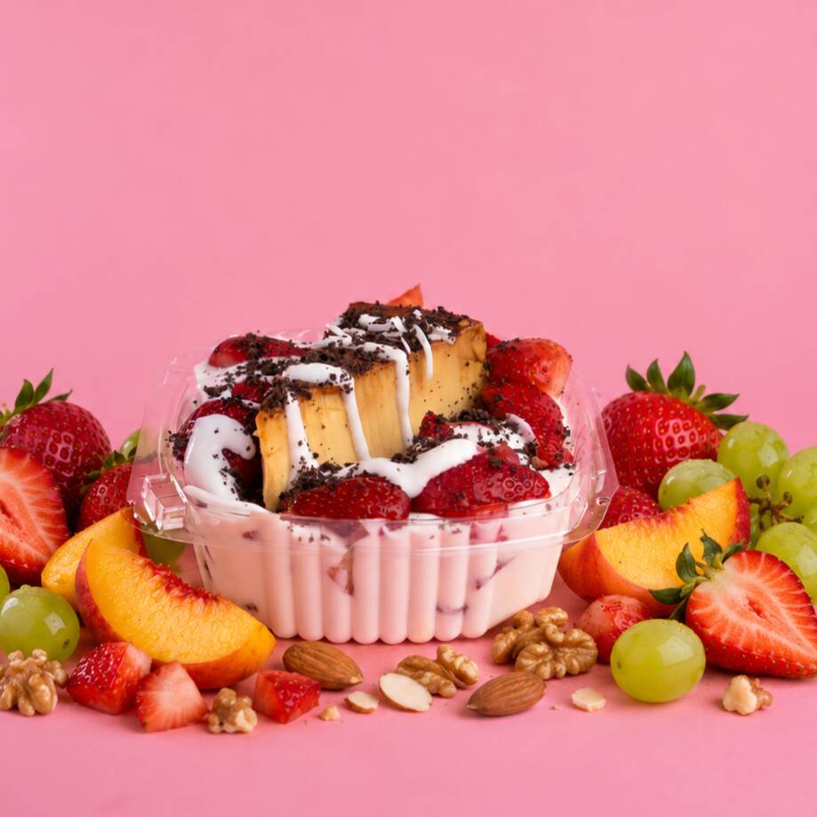 Flan Napolitano con Fresas con Crema