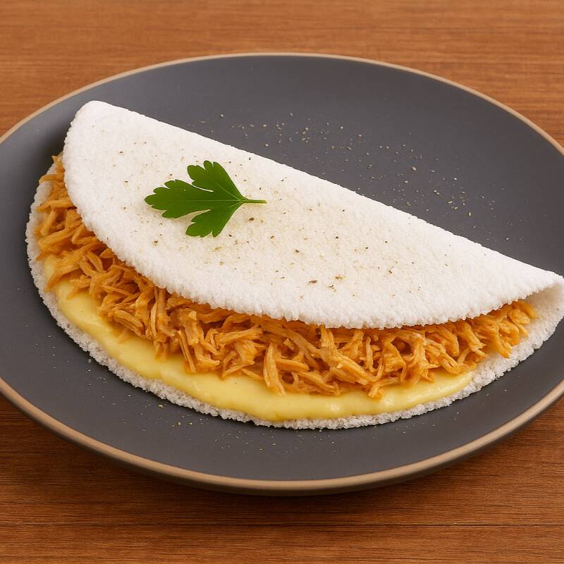 Frango Desfiado com Queijo.