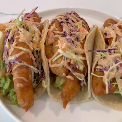 Orden de tacos tilapia capeados . (3 Pzas)