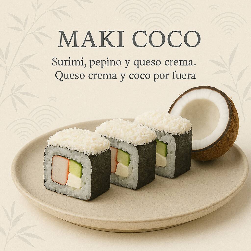 Maki Roll Coco 8 Piezas y Refresco