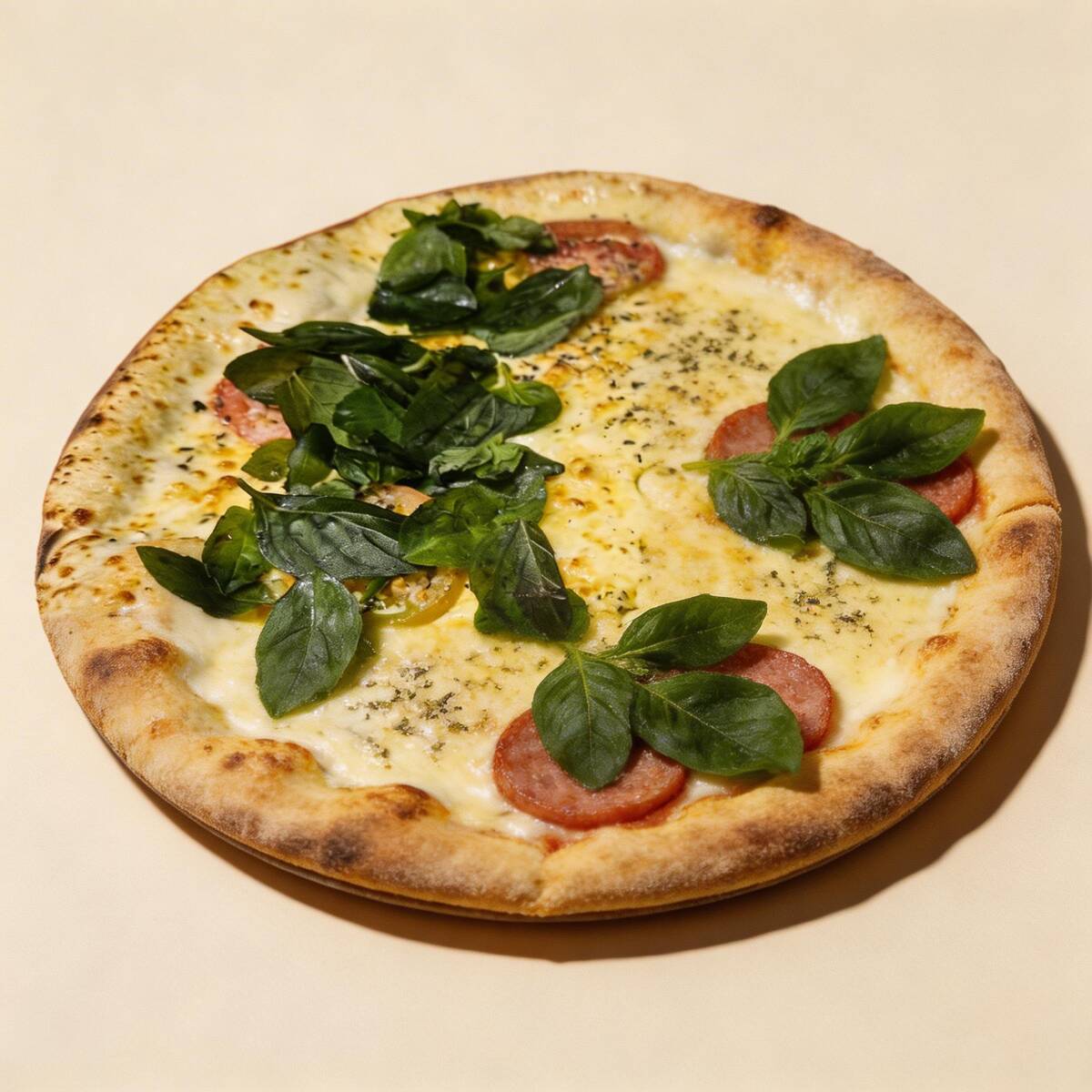 Mussarela, tomate, parmesão e manjericão