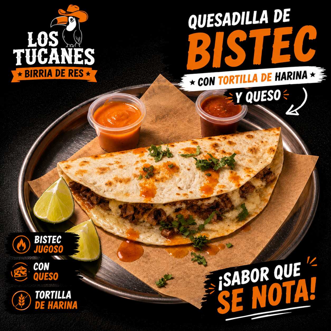 1 Quesadilla de Bistec (Harina+Queso)
