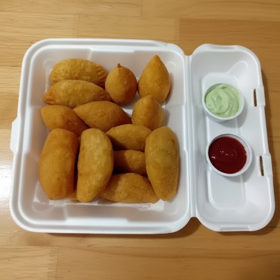 Bandeja Misteriosa da Casa – 15 salgados Gosta de uma surpresa gostosa? Então essa é pra você! Receba uma seleção de 15 salgados escolhidos pela nossa cozinha com os sabores mais pedidos e também os queridinhos da casa. Pode vir coxinha, risoles, medalhão, risoleto e muito mais! A ordem e os sabores são um mistério... Só garantimos uma coisa: vai ser uma delícia! Ideal pra dividir, experimentar ou se aventurar. E aí, vai encarar a bandeja misteriosa?