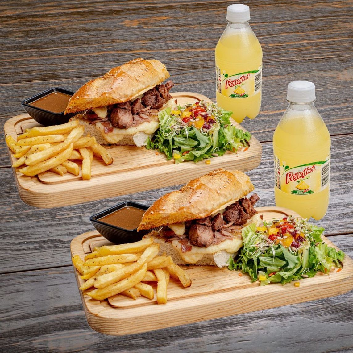2 Philly Cheesesteak + 2 Bebidas