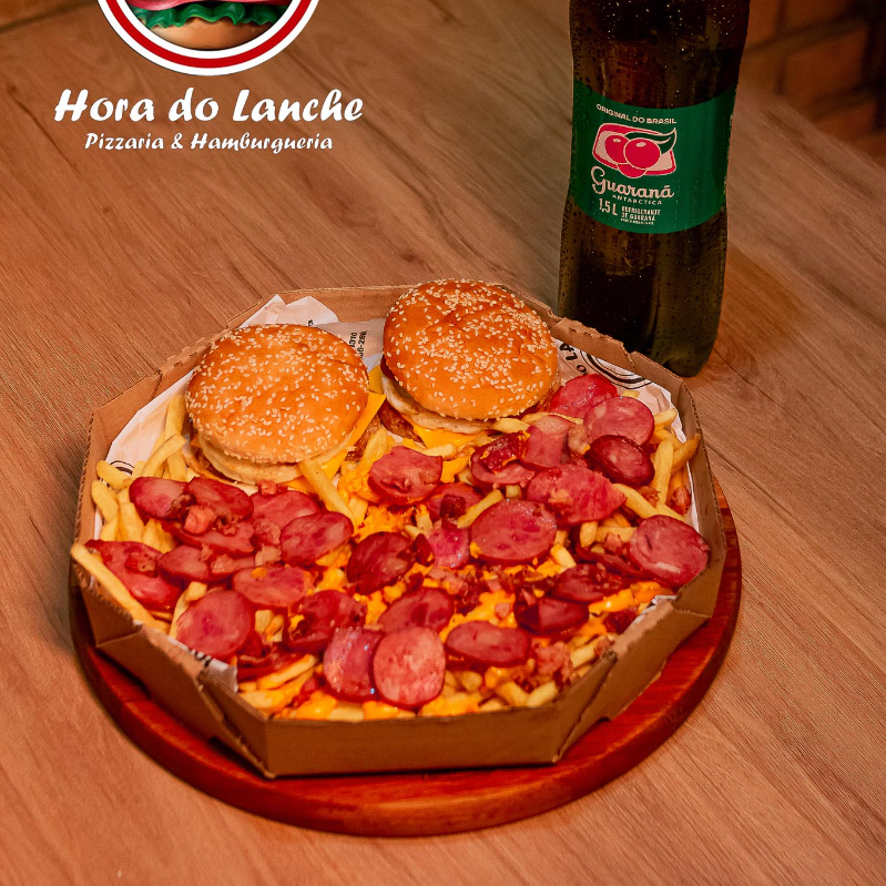 2 X tudo(pao,cane quejo,ovo,linguiça,calabresa) batata maluca(batata com cheddar e calabresa) 1 guarana antartica 1,5l