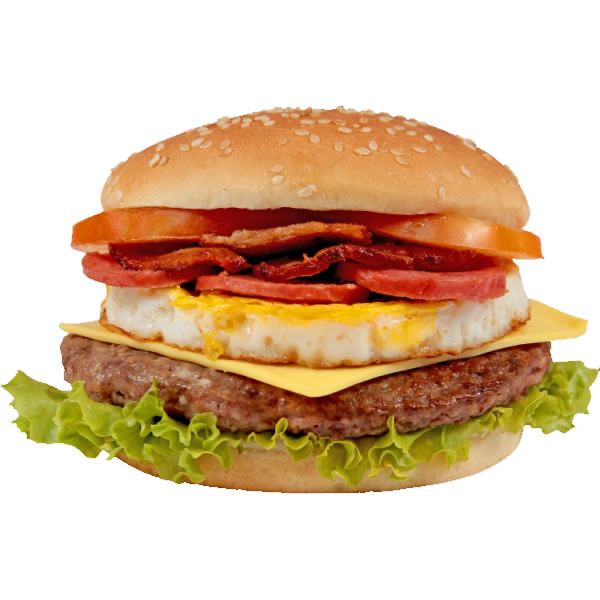 Acompanha: pão brioche, ketchup, maionese , molho big Mac, picles, alface, tomate, carne de hambúrguer, ovo, calabresa e queijo cheddar