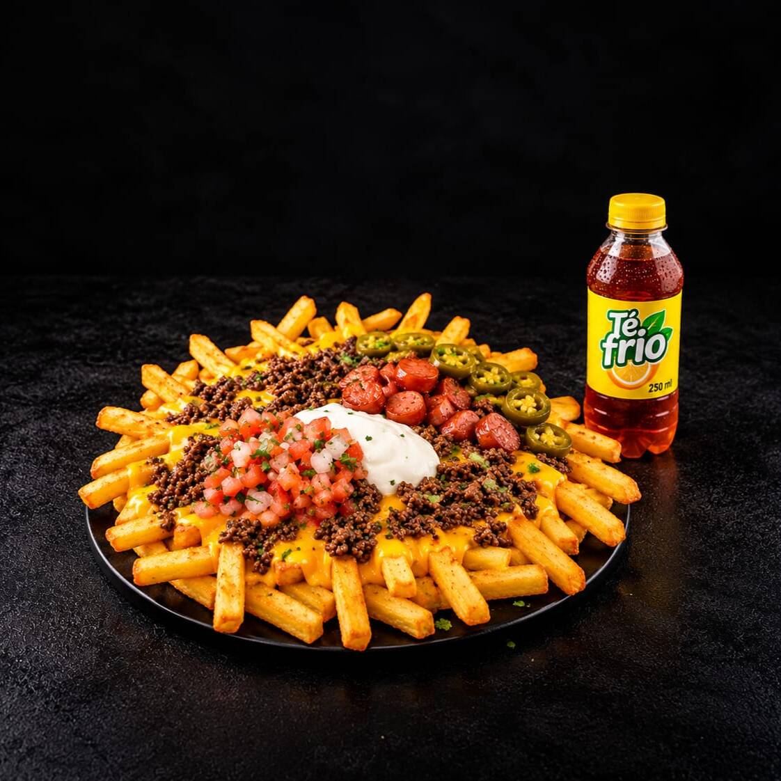 Papi Carne Full, Salchicha, Jalapeños, 1 BEBIDA