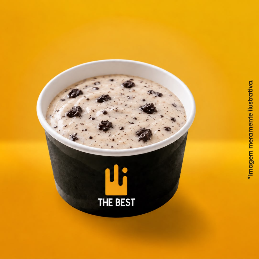 Açaí cremoso com creme de cookies na finalização.
Peso aproximado: 200g