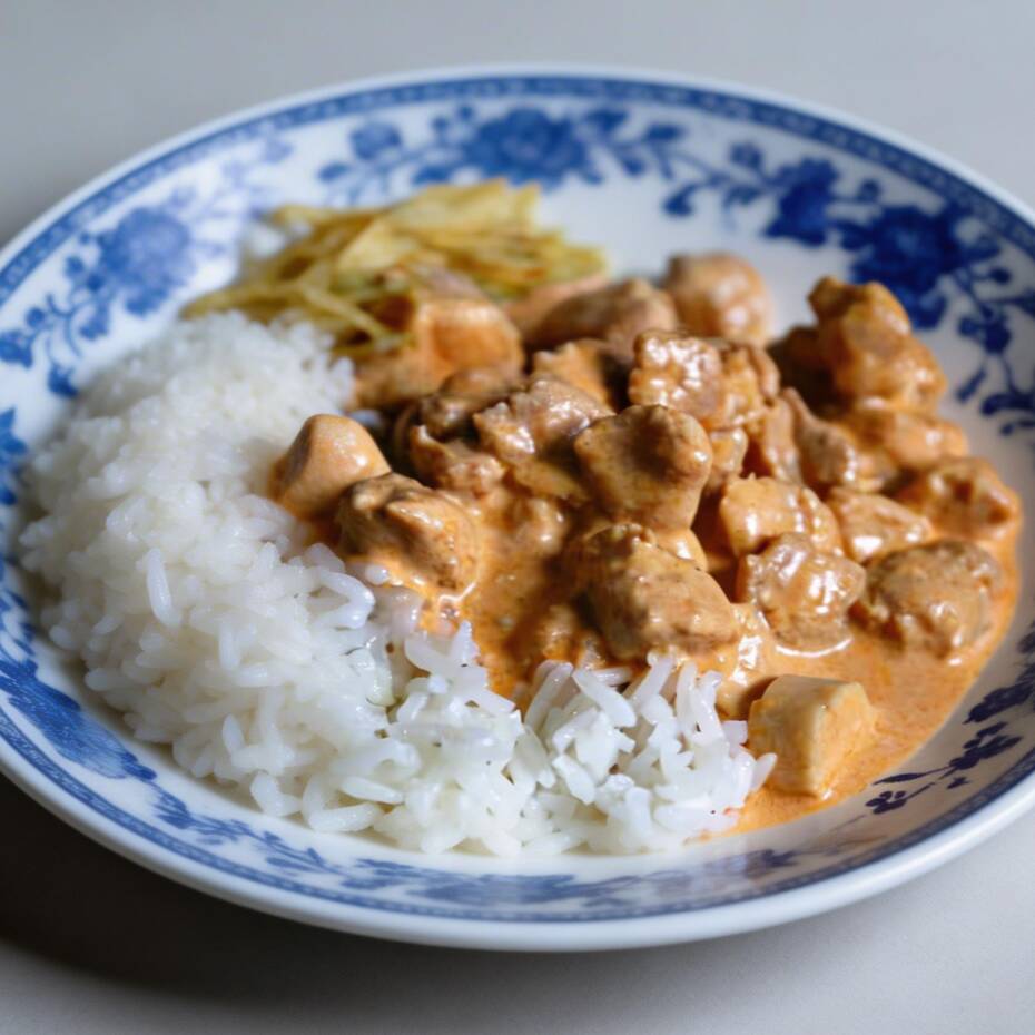 Estrogonofe De Carne , Cogumelos, Em Um Denso Molho A Base De Creme De Leite, Arroz Branco Fresquinho E Batata Palha. Esse prato é fixo e não tem outros complementos. Caso precise de talheres informe no chat para encaminharmos com o seu pedido.