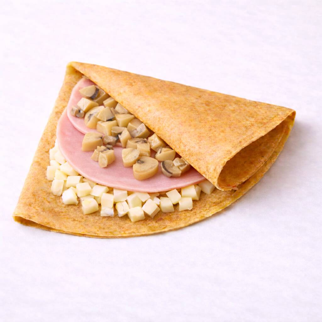 Crepa de Queso Manchego con Jamón y Champiñones