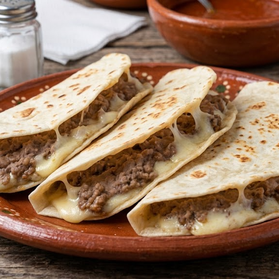 Quesadillas de Harina Frijoles con Queso