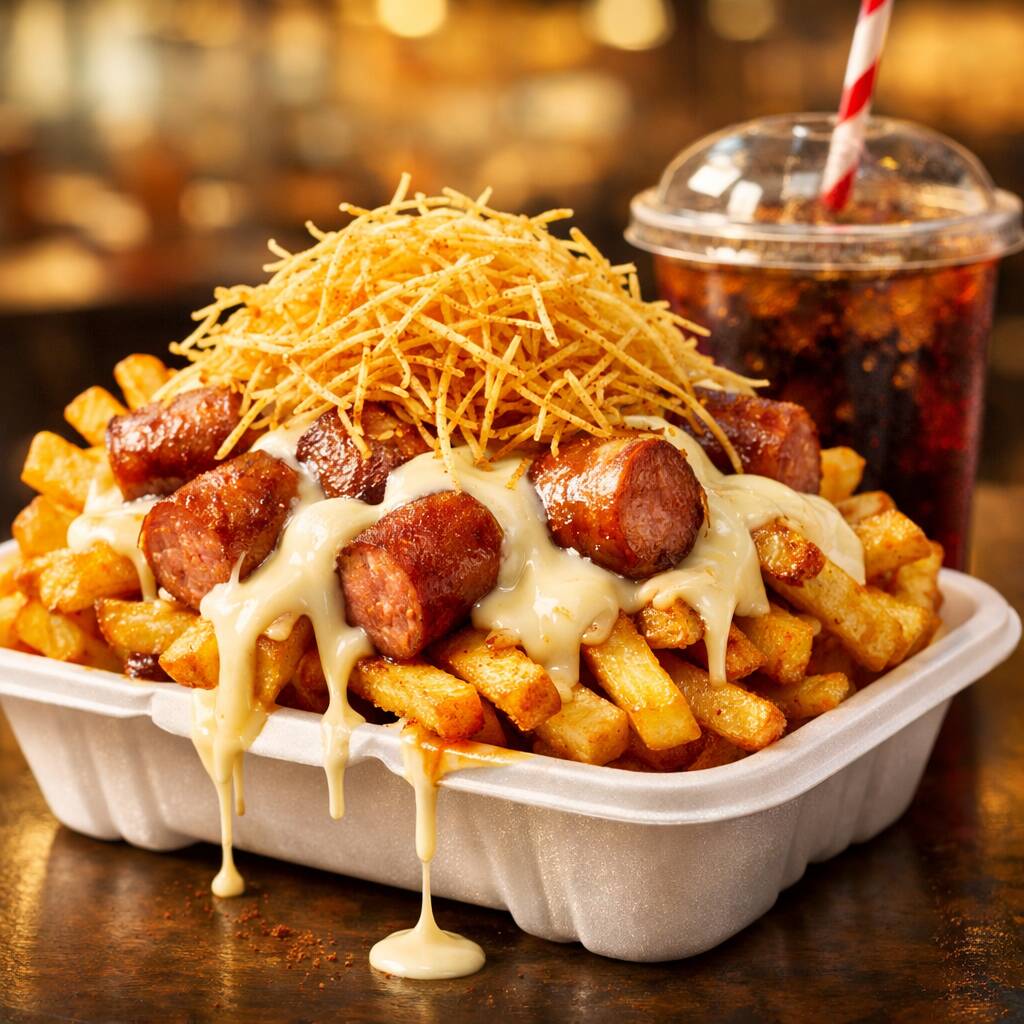 Salchipapa con tocineta