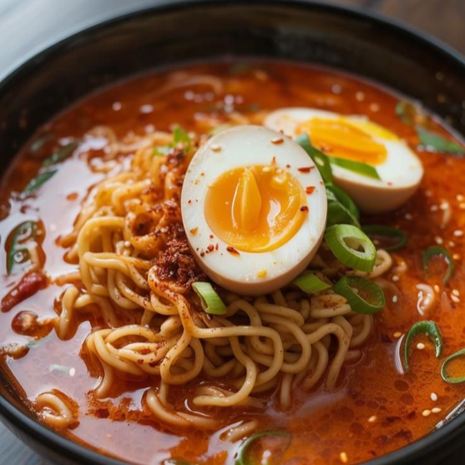 Sopa Ramen Spicy Con Fideos Y Vegetales