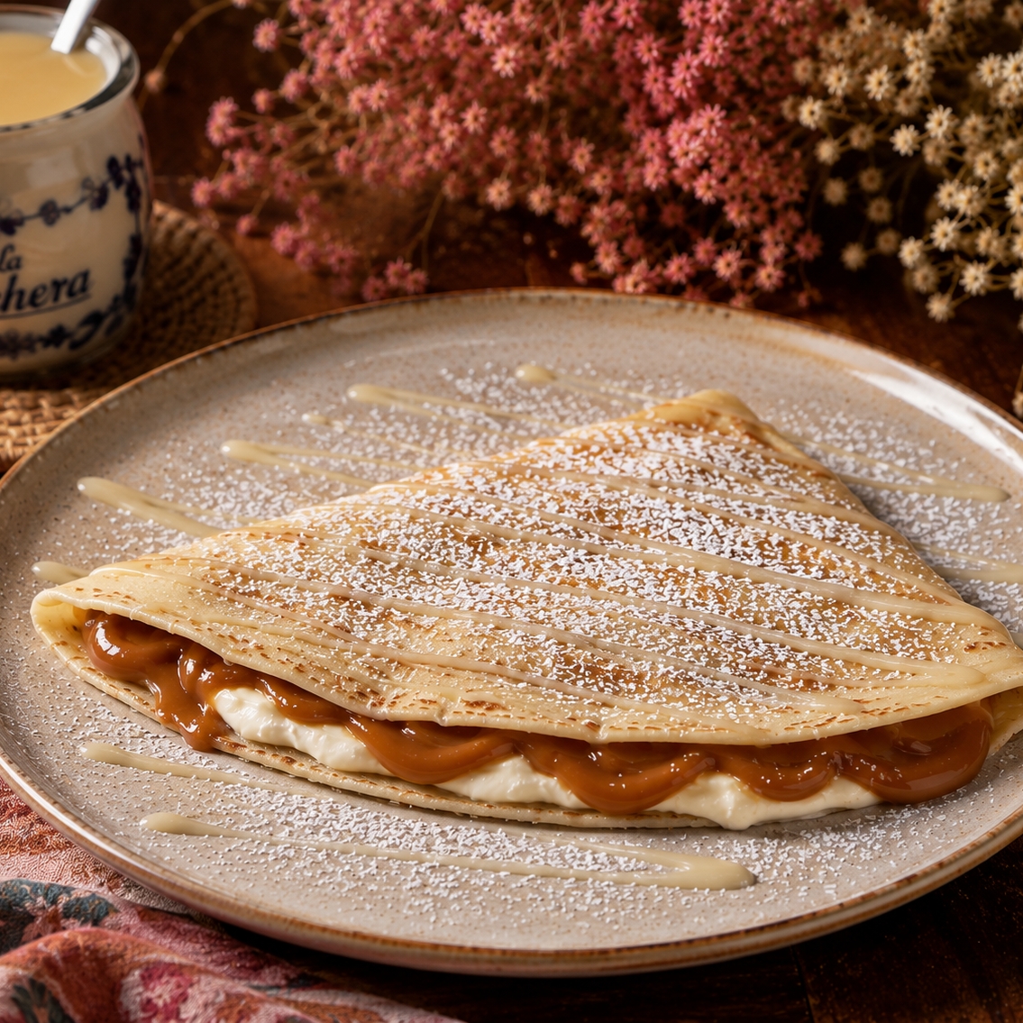 Crepa de Philadelfia y Cajeta Envinada