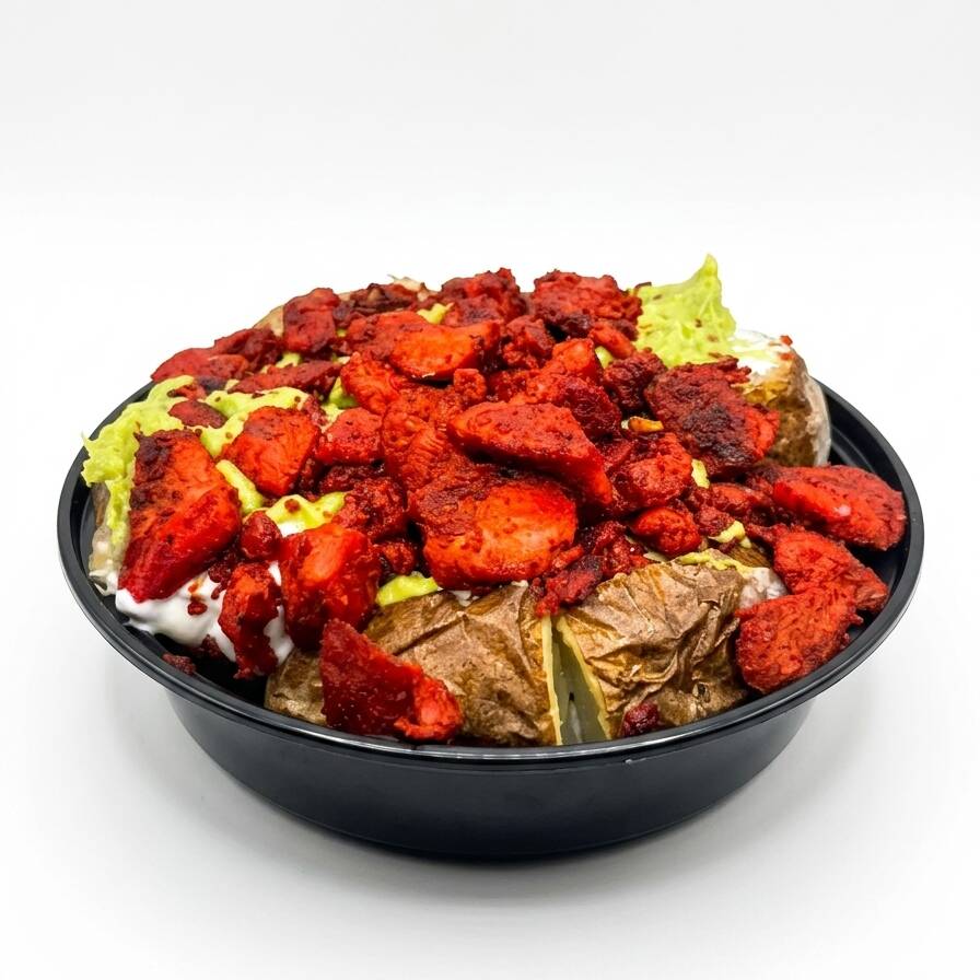 Papa Horneada con Carne Adobada