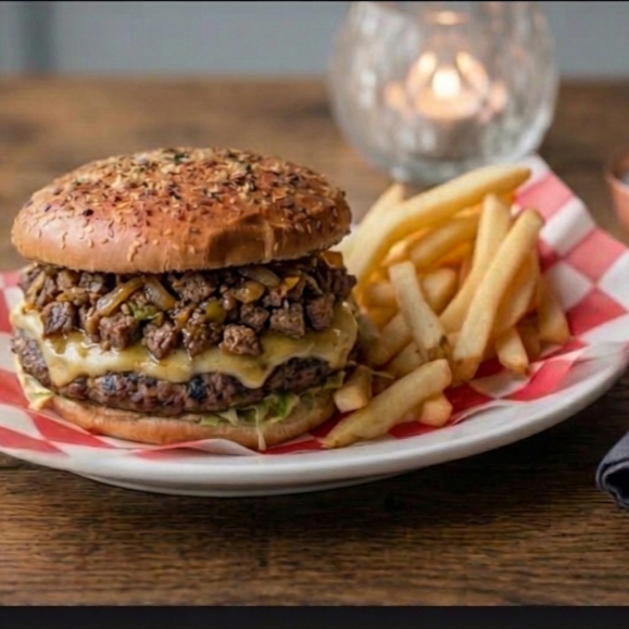 Bistecburger con Papas a la Francesa