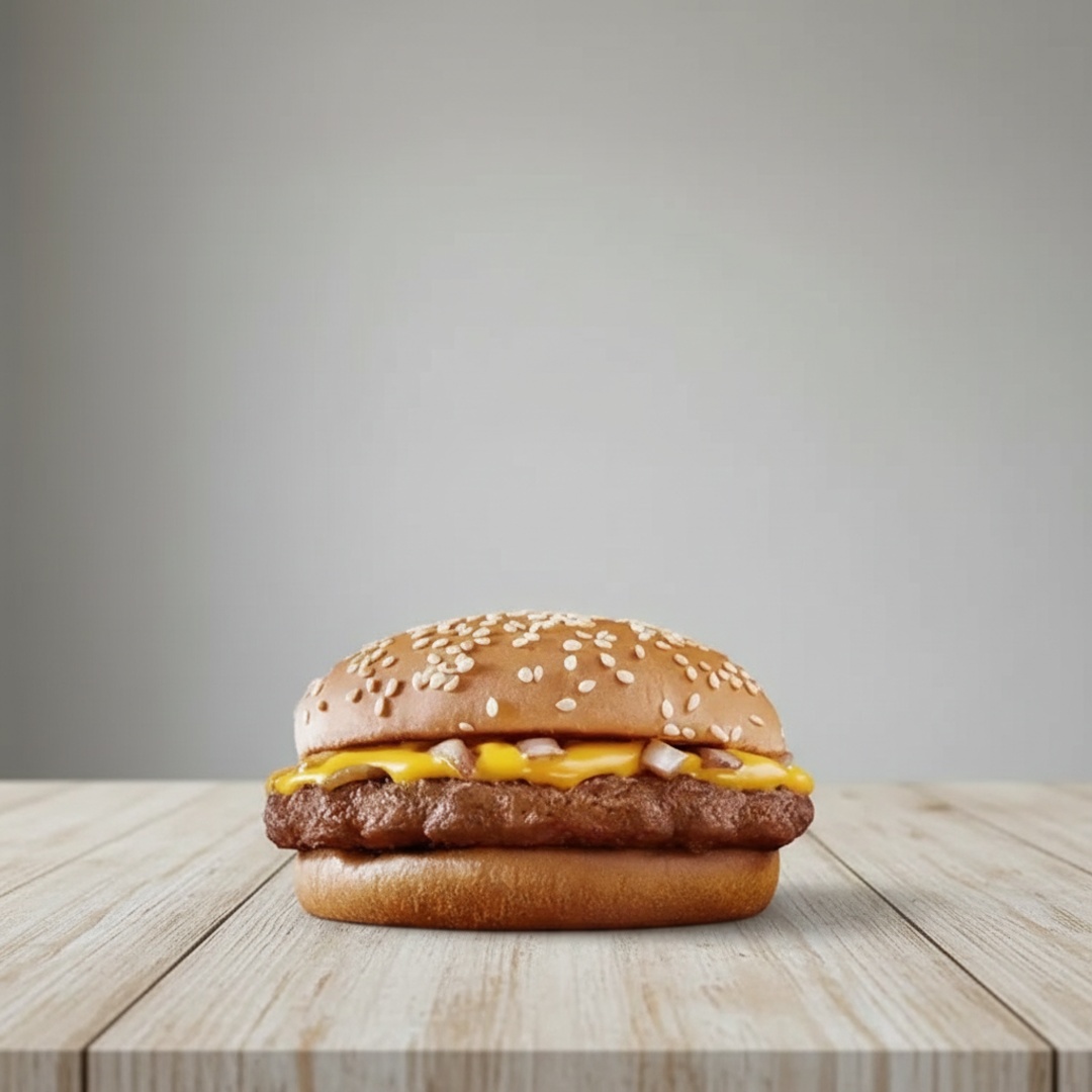 Cada lanche contém: Carne 56g, Molho cheddar, Queijo e cebola Caramelizada