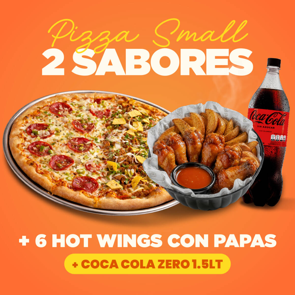 Pizza Small 2 Sabores + Hot Wings