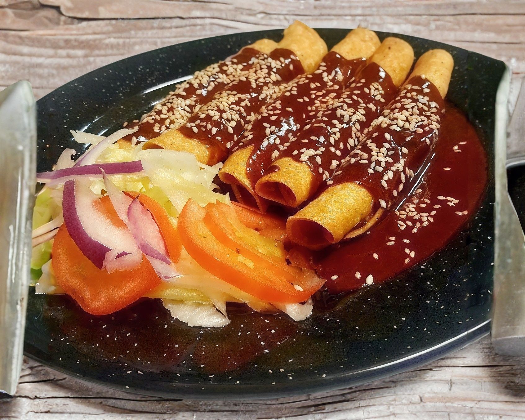 Flautas con Mole 5 Piezas